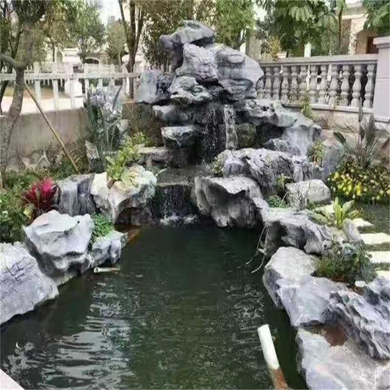 椒江庭院鱼池假山图片