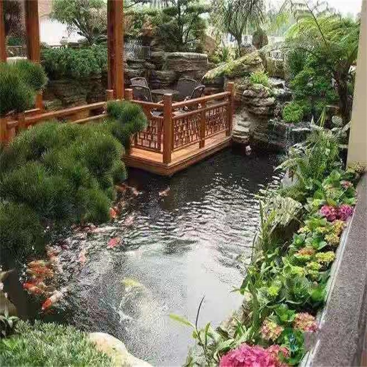 椒江庭院设计鱼池假山建造图